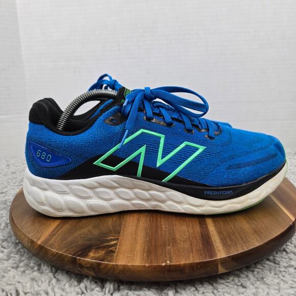 New Balance Mens 9EE Wide 2E Fresh Foam 680v8 Blue Oasis Lime Leaf Running Shoe - Picture 3 of 12